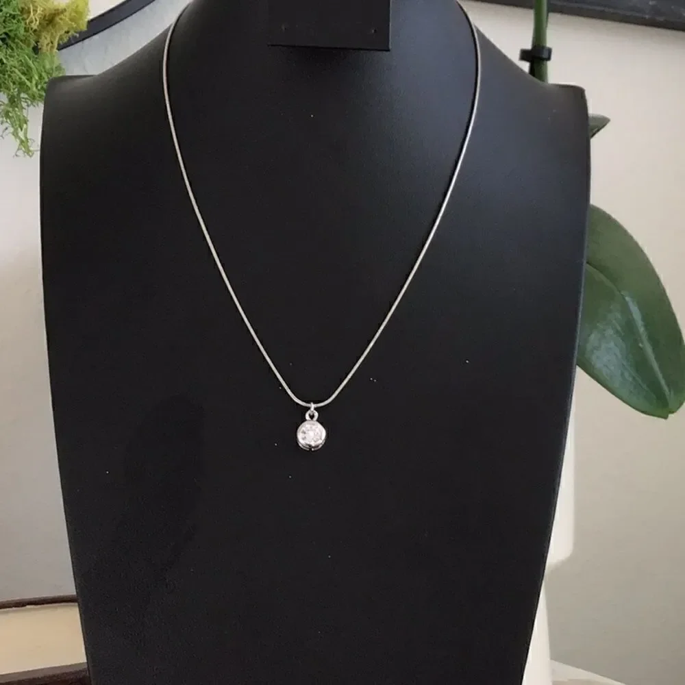Swarovski Crystal Caged Circle Silver Pendant Necklace - Picture 6 of 6